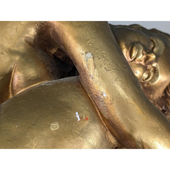 Vintage Chalkware Nude Female Figure, Gold Painted Plaster Semi-Nude Woman - Picture 10 of 10